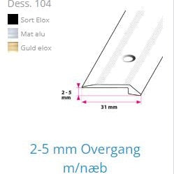 2-5 mm overgangsskinne med næb.
