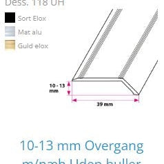 10-13 mm overgangsskinne med næb.
