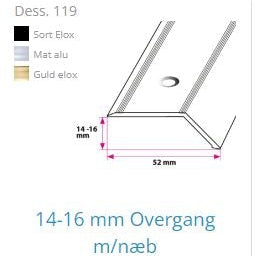 14-16 mm overgangsskinne med næb.