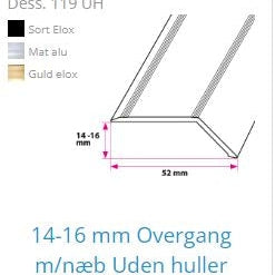 14-16 mm overgangsskinne med næb.