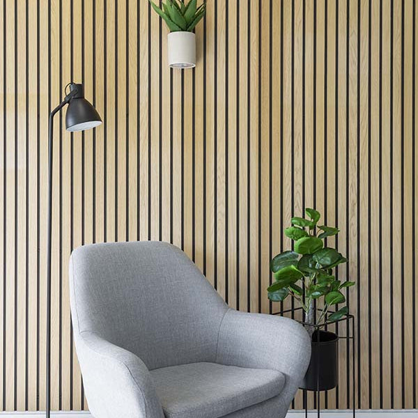 Akustik- og designpanel - Egefinér / Sort MDF