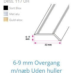 6-9 mm overgangsskinne med næb.