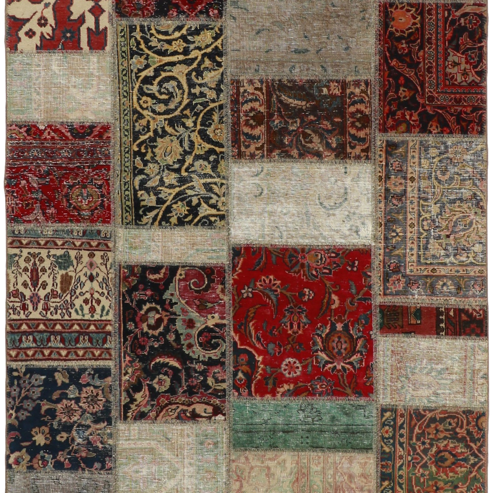 Vintage patchwork - Ægte tæppe - 202x140cm
