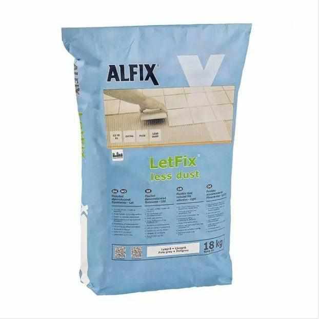 Alfix Letfix Universal Less Dust Lysgrå fliseklæb 18 kg-Alfix-Egulve